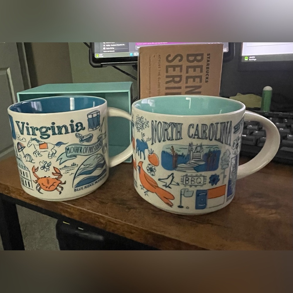 Starbucks Virginia and North Carolina Mugs - Been there series - New